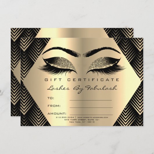 Lashes Makeup Gold Black Sepia Certificate Gift (Voorkant / Achterkant)