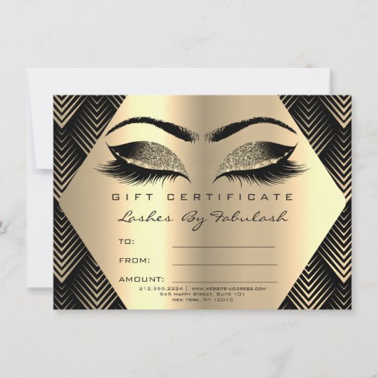 Lashes Makeup Gold Black Sepia Certificate Gift (Voorkant)