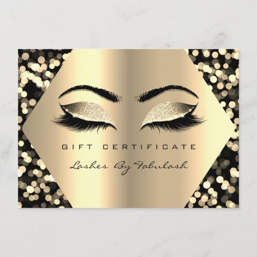 Lashes Makeup Gold Confetti Certificate Gift (Achterkant)