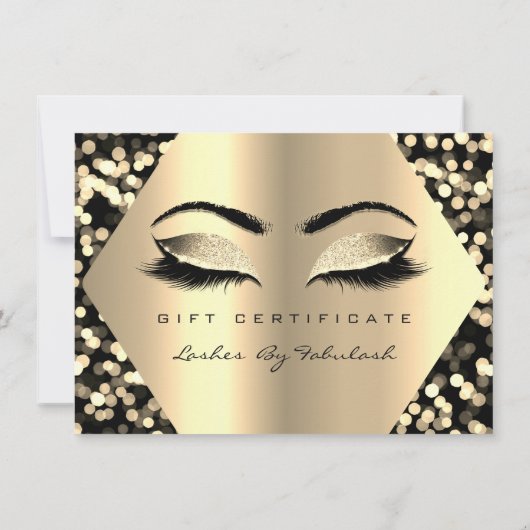Lashes Makeup Gold Confetti Certificate Gift (Achterkant)