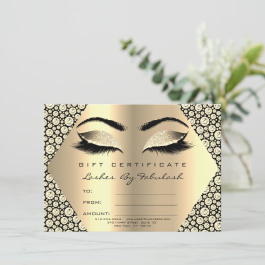 Lashes Makeup Gold Diamond Certificate Gift (Staand voorkant)