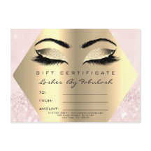 Lashes Makeup Gold Diamond Certificate Gift Pink