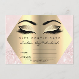 Lashes Makeup Gold Diamond Certificate Gift Pink