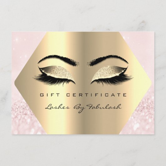 Lashes Makeup Gold Diamond Certificate Gift Pink (Achterkant)