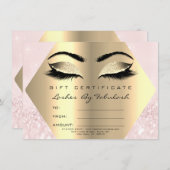 Lashes Makeup Gold Diamond Certificate Gift Pink (Voorkant / Achterkant)