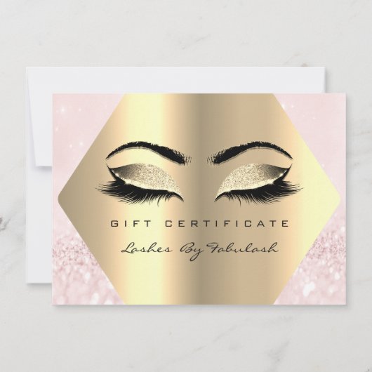 Lashes Makeup Gold Diamond Certificate Gift Pink (Achterkant)