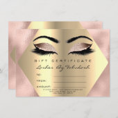 Lashes Makeup Gold Glass Certificate Gift Pink (Voorkant / Achterkant)