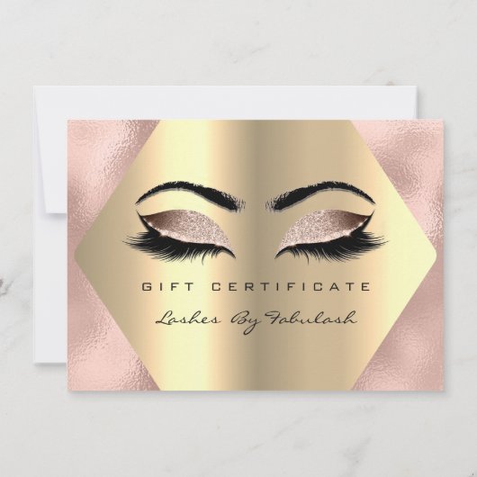 Lashes Makeup Gold Glass Certificate Gift Pink (Achterkant)