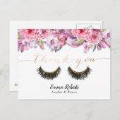 Lashes Makeup kunstenaar Elegant Floral bedankt Briefkaart (Voorkant / Achterkant)