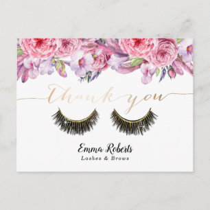 Lashes Makeup kunstenaar Elegant Floral bedankt Briefkaart