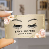 Lashes Makeup kunstenaar Modern Floral Gold Salon Visitekaartje