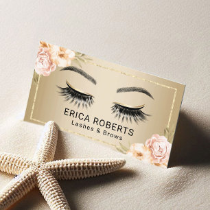 Lashes Makeup kunstenaar Modern Floral Gold Salon Visitekaartje