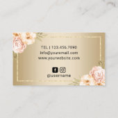 Lashes Makeup kunstenaar Modern Floral Gold Salon Visitekaartje (Achterkant)