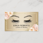 Lashes Makeup kunstenaar Modern Floral Gold Salon Visitekaartje (Voorkant)