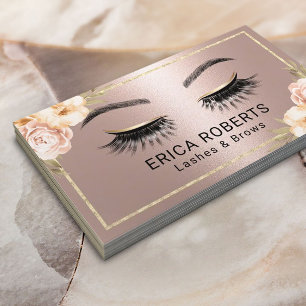Lashes Makeup kunstenaar Modern Floral Roos Gold S Visitekaartje