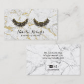 Lashes Makeup kunstenaar Modern Gold Marble Salon Visitekaartje (Voorkant / Achterkant)