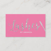 Lashes Makeup kunstenaar Modern Pink & Silver Visitekaartje (Voorkant)
