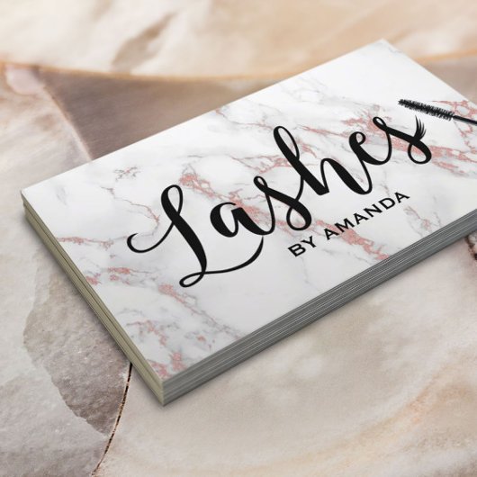 Lashes Makeup kunstenaar modern Roos Gold Marble Visitekaartje