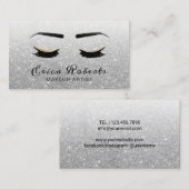 Lashes Makeup kunstenaar Modern Silver Glitter Visitekaartje (Voorkant / Achterkant)