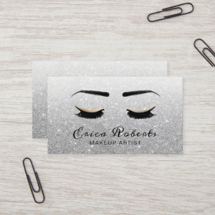 Lashes Makeup kunstenaar Modern Silver Glitter Visitekaartje
