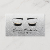Lashes Makeup kunstenaar Modern Silver Glitter Visitekaartje (Voorkant)