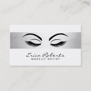 Lashes Makeup kunstenaar Modern Silver Striped Visitekaartje