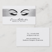 Lashes Makeup kunstenaar Modern Silver Striped Visitekaartje (Voorkant / Achterkant)