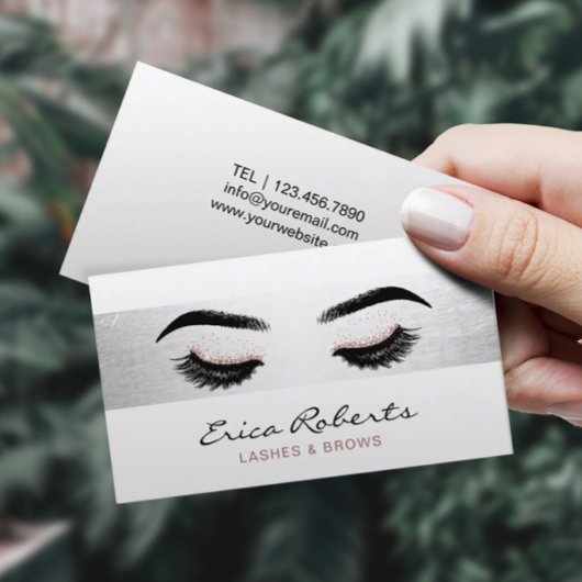 Lashes Makeup kunstenaar moderne zilveren strepe s Visitekaartje