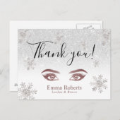 Lashes Makeup kunstenaar Winter Snowflakes Dank je Briefkaart (Voorkant / Achterkant)
