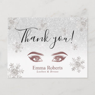 Lashes Makeup kunstenaar Winter Snowflakes Dank je Briefkaart