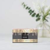 Lashes Makeup Nail Logo Glitter Roos Gold Grey Visitekaartje (Staand voorkant)