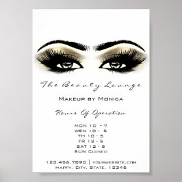 Lashes Makeup openingsuren Gold Salon White Poster