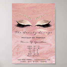 Lashes Makeup openingsuren marmer Salon Glitter Poster