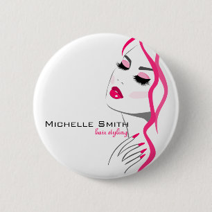 Lashes Manicure Hair Pink Girl Beauty Branding Ronde Button 5,7 Cm