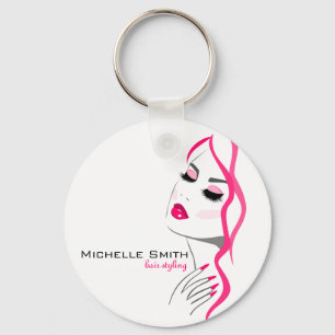 Lashes Manicure Hair Pink Girl Beauty Branding Sleutelhanger