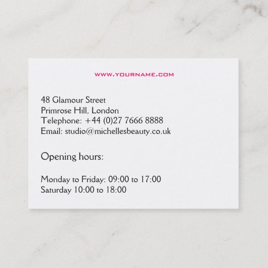 Lashes Manicure Hair Pink Girl Beauty Branding Visitekaartje (Achterkant)