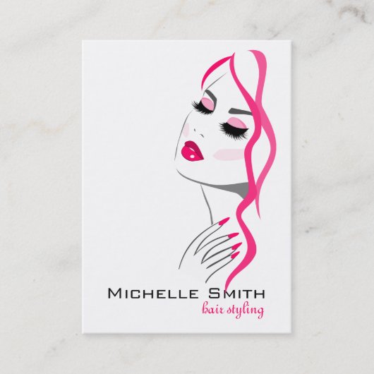 Lashes Manicure Hair Pink Girl Beauty Branding Visitekaartje (Voorkant)