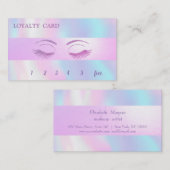 Lashes met elastische glitterij, striped holograph klantenkaartje (Voorkant / Achterkant)