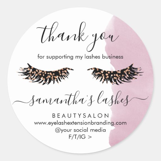 Lashes met Glitter Touch Makeup Artist Hartelijk d Ronde Sticker (Voorkant)