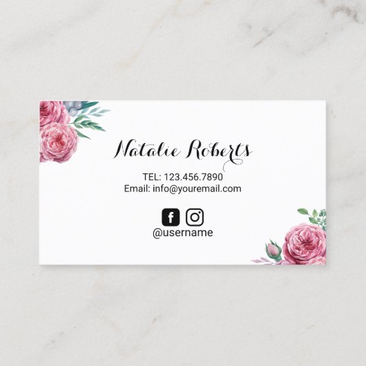 Lashes Microblading Elegant Typography Floral Visitekaartje (Achterkant)
