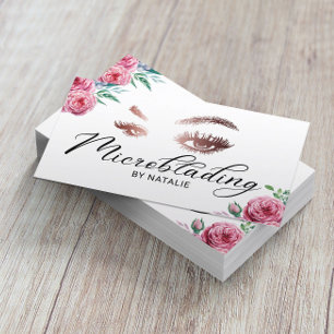 Lashes Microblading Elegant Typography Floral Visitekaartje