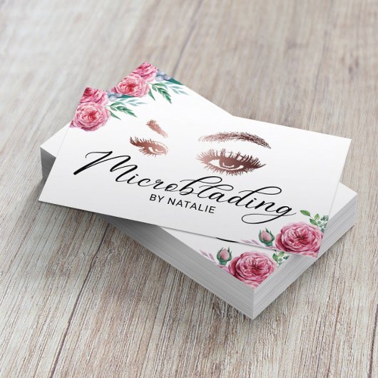Lashes Microblading Elegant Typography Floral Visitekaartje