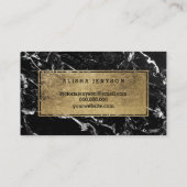 Lashes microblading faux Gold script zwarte marmer Visitekaartje (Achterkant)