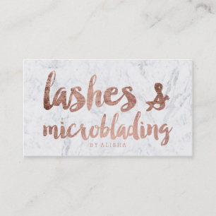 Lashes microblading faux roos Gold script marmer Visitekaartje