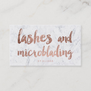Lashes microblading faux roos Gold script marmer Visitekaartje