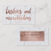 Lashes microblading faux roos Gold script marmer Visitekaartje (Voorkant / Achterkant)