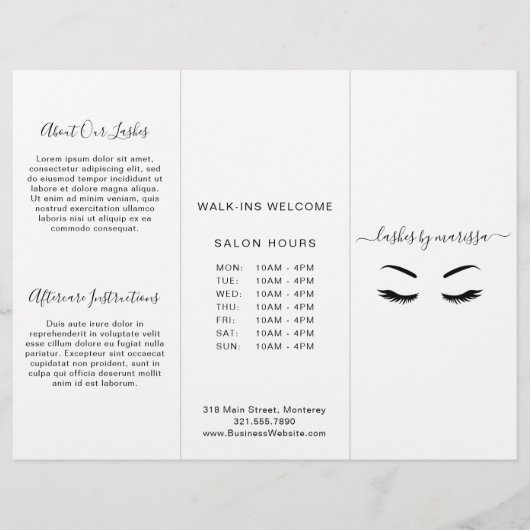 Lashes Minimalistisch brochure voor zwart-witkleur (Voorkant)