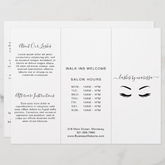 Lashes Minimalistisch brochure voor zwart-witkleur (Voorkant / Achterkant)
