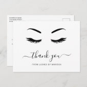 Lashes minimalistisch zwart-wit elegant bedankt briefkaart (Voorkant / Achterkant)