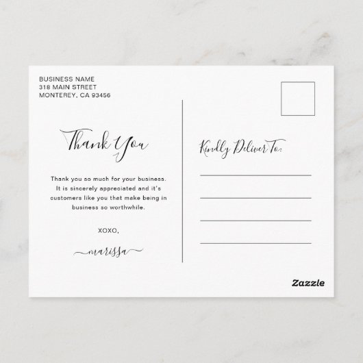 Lashes minimalistisch zwart-wit elegant bedankt briefkaart (Achterkant)